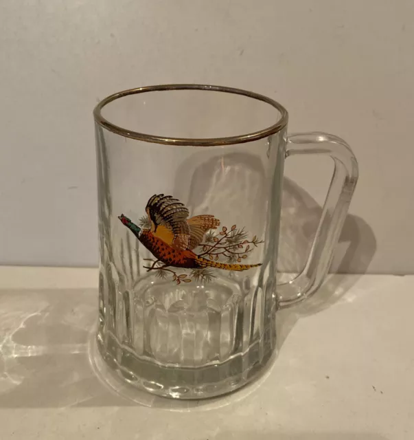 Vintage Glass Tankard With Pheasant Detail