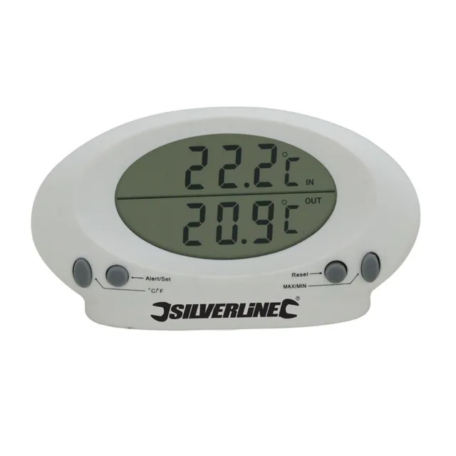 Silverline -50°C to &70°C Indoor/Outdoor Twin Display Thermometer - 675133