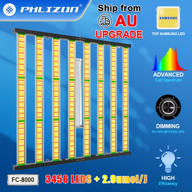 Phlizon FC8000 LED Grow Light Full Spectrum Bar Strip for Indoor Hydroponics CO2