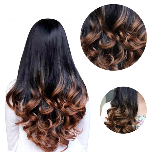 Parrucca parrucca capelli lunghi 68 cm ricci neri donna capelli lunghi cosplay festa