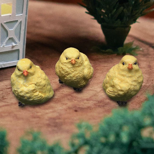 3 Stck. Kükenharz Statue Skulpturen Hof Terrasse Schreibtisch Figuren Huhn Figuren
