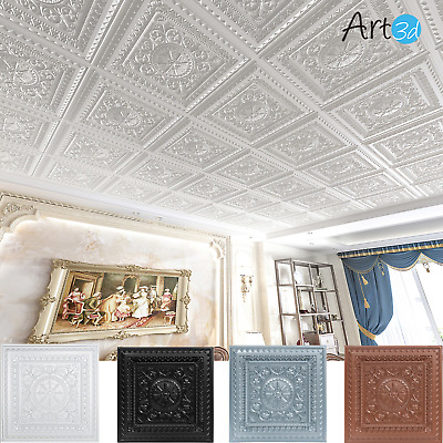 Art3d 12-Pack PVC Drop Ceiling Tiles,  Glue up Ceiling Tiles,2'x2' 48 SF