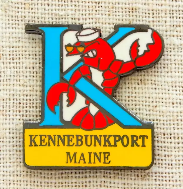 Kennebunkport Maine Lapel Pin Vintage Lobster Food Enamel Travel Souvenir