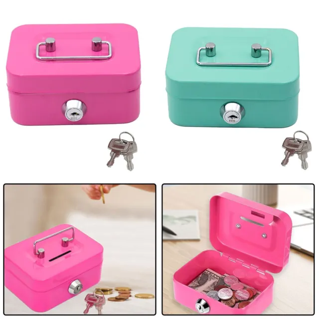 Money Box Tin Steel Metal Cash Security Cash Box With Lock Safe