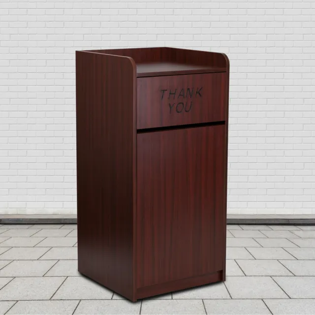 Commercial Trash Can Restaurant Receptacle Garbage Trap Top Mahogany Finish New