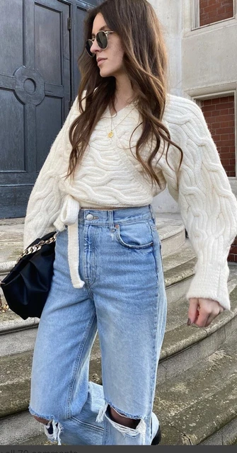 Zara cable knit online coat