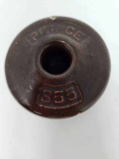 Vintage Peirce 355 Ceramic Spool Insulator Brown