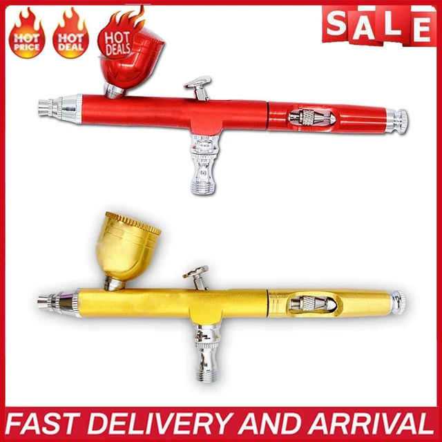 Airbrush Paint Tools Dual Action Gravity Feed Spray Gun Kit with Wrench Straw