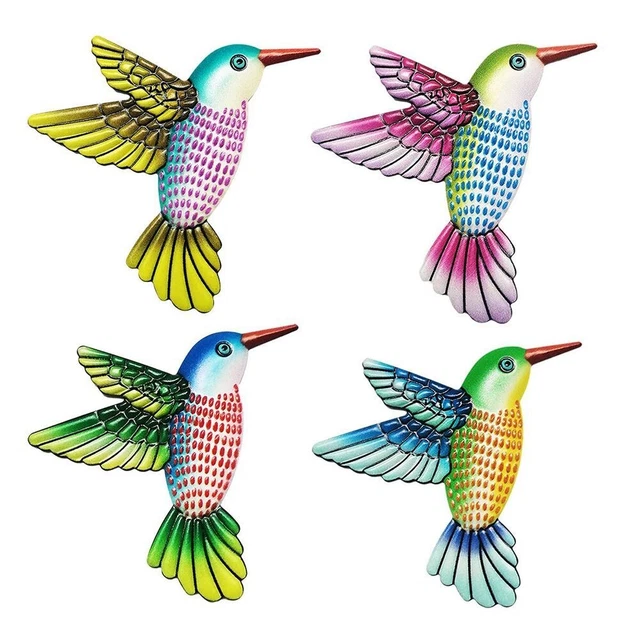 4X Metall Vogel Wandkunst Skulptur Außen Wandbehang Deko for Garten Wohnkultur