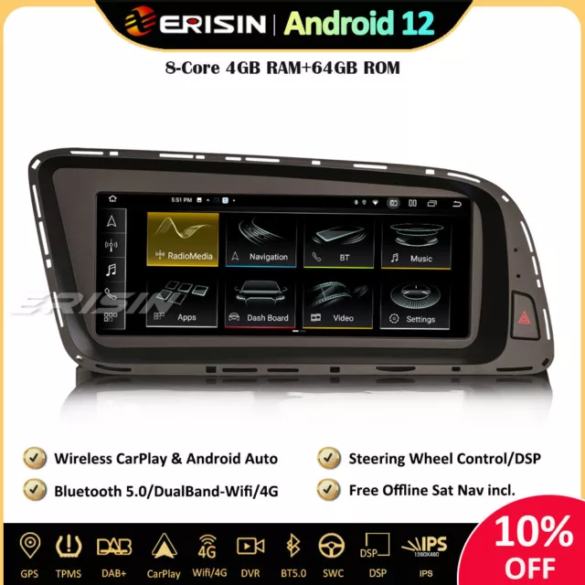 Autoradio Android 10, 8 cœurs, WIFI, 4G, SIM, BT, navigation GPS