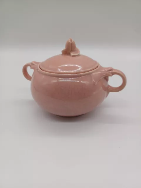 Taylor Smith Taylor LuRay Pastels Pink Sugar Bowl With Lid 4.5" Vintage READ