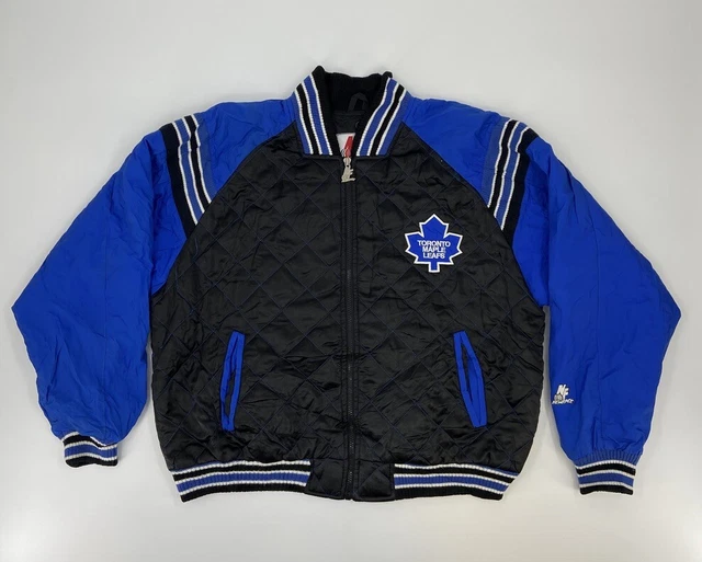 Toronto Maple Leafs Jacket Mens Medium Black Blue NHL Hockey Quilted Coat