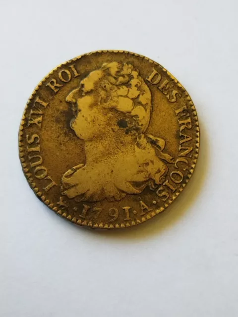 Belle 2 Sols 1791 A Paris Louis Xvi