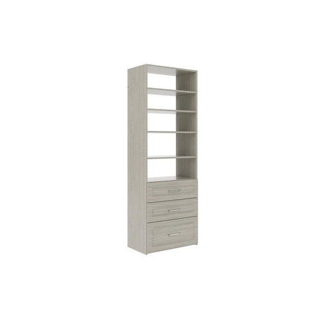 Closet Evolution Closet System + Drawers 72" 6-Shelves Wall Mount Rustic Grey