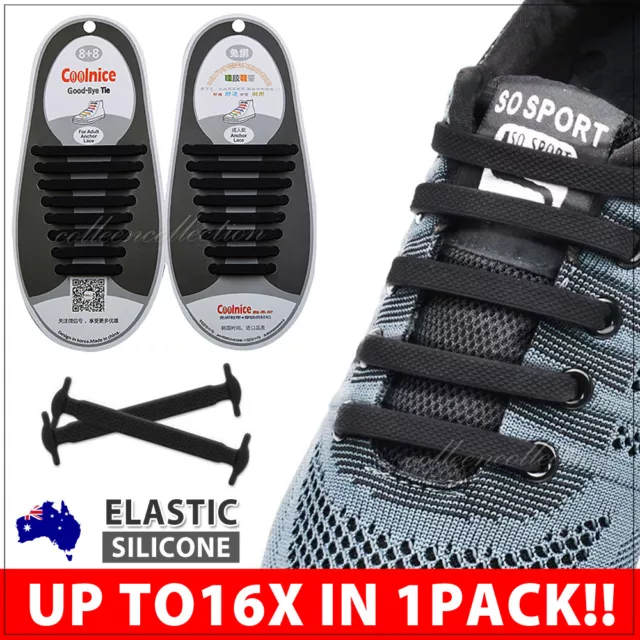 16pcs Elastic Silicone Shoe Laces Shoelaces Lazy No Tie Shoe Laces Unisex AU