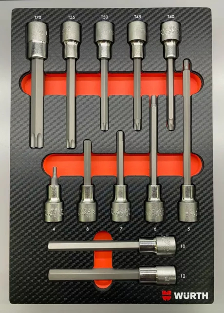 Würth Zebra Stechschlüsseleinsatz Torx TX Sechskant 1/2 Zoll Schaumeinlage 12tlg