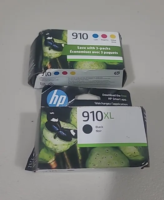 HP 910xl Black & 910 Cyan Yellow & Magenta Ink Cartridges Dated 2025 E