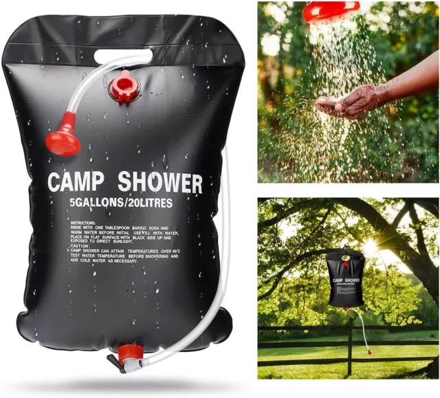 Ducha Solar de Camping 20L, jardin, calefacción Solar, Bolsa de Agua Portátil