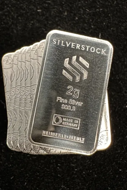 2 g Silberbarren 999,9 original Silverstock by Heimerle und Meule