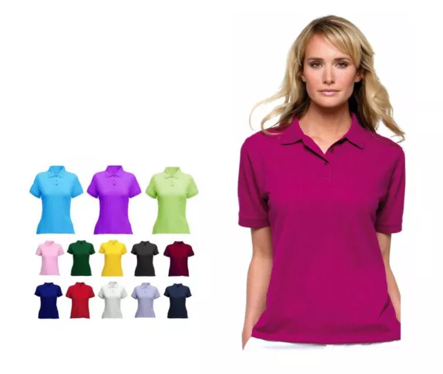 Ladies & Girls Pique Polo T Shirt Size 8 to 22 - SPORTS CASUAL WORK & LEISURE
