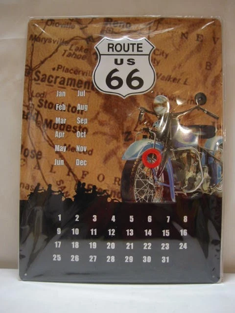Targa in metallo route 66 con bandiera americana