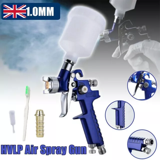 HVLP Mini Gravity Feed Air Spray Paint Gun 1.0 mm Nozzle Auto Car Paint Sprayer