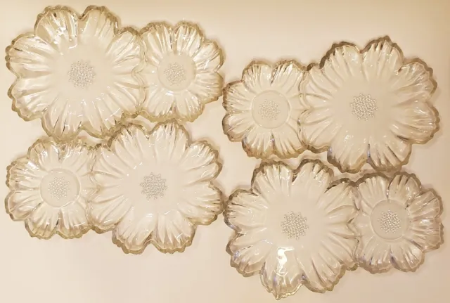 Hazel Atlas Capri Double Flower Divided Snack Plates Party Trays - Set of 4