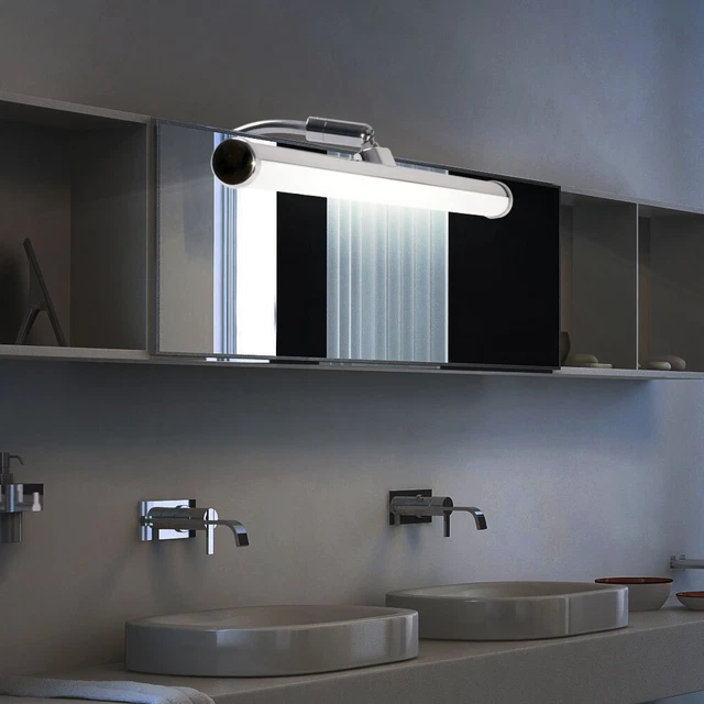 Applique Murale LED Pour Salle De Bain - Tube Acrylique étanche, 55 Cm, Blanc Froid - Design Moderne, Acier Inoxydable