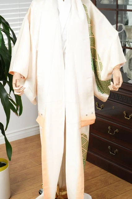 Dear Vanilla Japanese Silk Kimono Women's Robe Gown Authentic Japan Vintage Mint 7