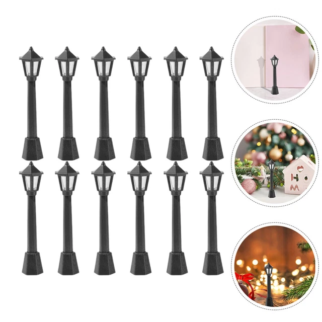 12 Pcs Mini-Straßenlaternen Weihnachtsdorflampe Puppenhaus Zuglampe 8cm