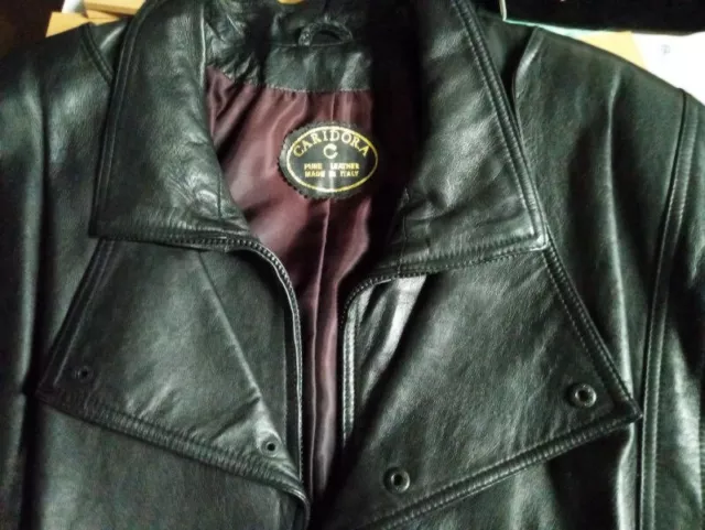 Caridora C Black Leather Jacket - Size 48 - Made in Italy