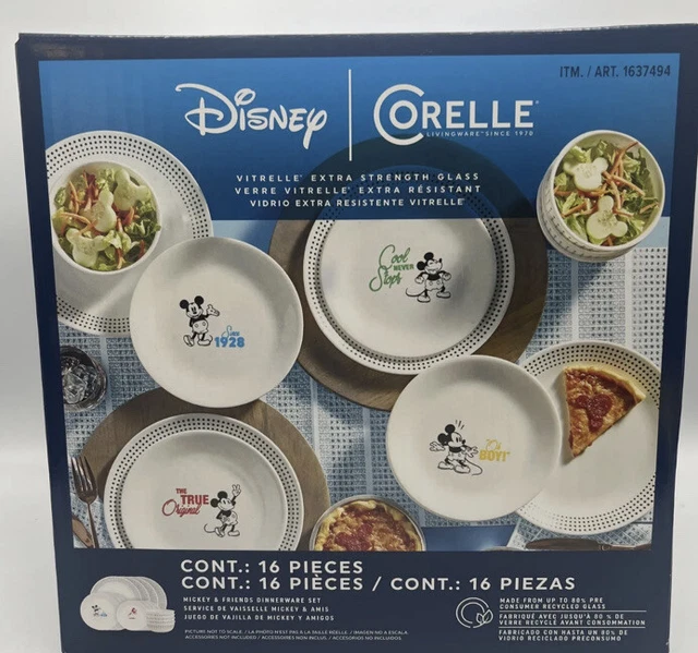 CORELLE DISNEY MICKEY Mouse and Friends 16Piece Dinnerware Set Plates