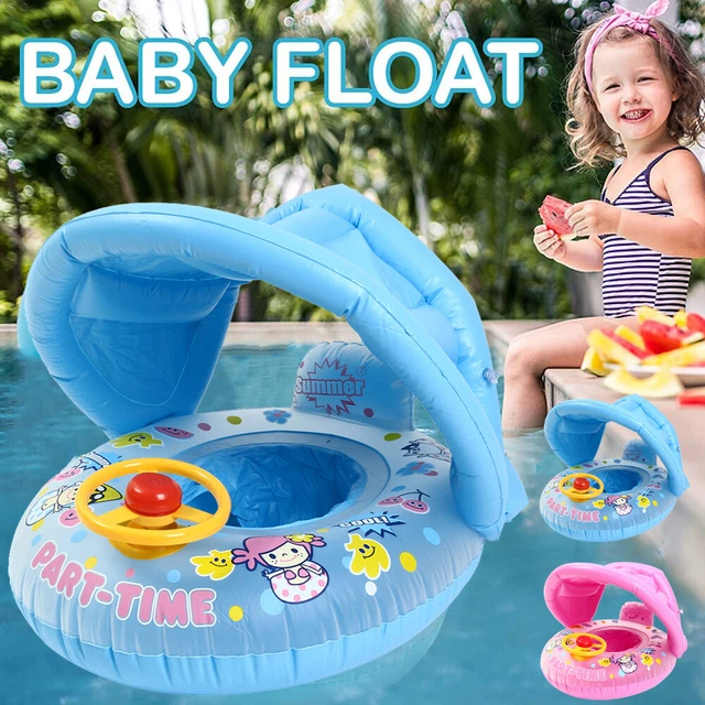 BABY SCHWIMMRING MIT Abnehmbarem Sonnendach Schwimmhilfe Schwimmsitz