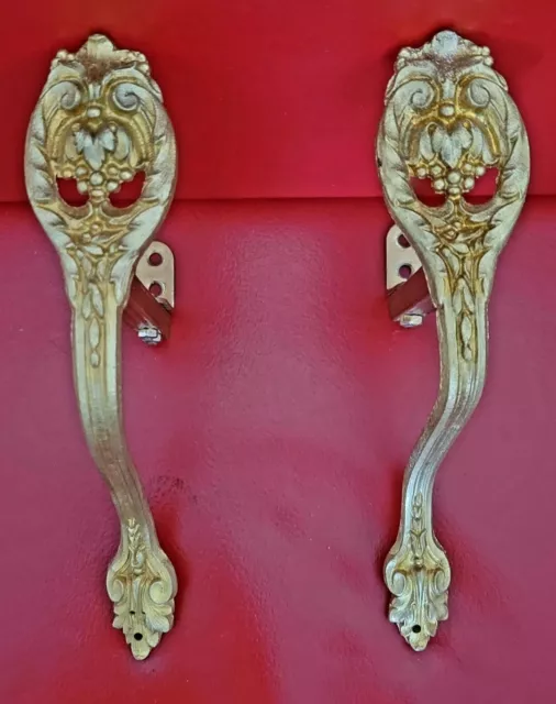 A Pair of Antique French Gilded Metal Curtain Rod Holder/Tie Backs 19th Century.