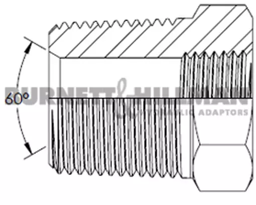 Burnett & Hillman BSPT Male 60° Cone x bspt Fixed Female Bush Adaptor 4-45 2