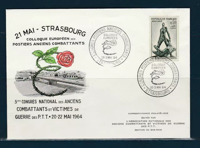 FRF enveloppe congrès postiers combattants victimes de guerre 67 Strasbourg 1964