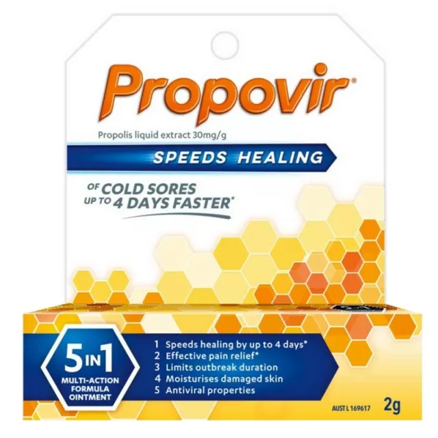 Propovir Cold Sore Ointment 2g 5 in 1 Multi-Action Formula Pain Relief Antiviral