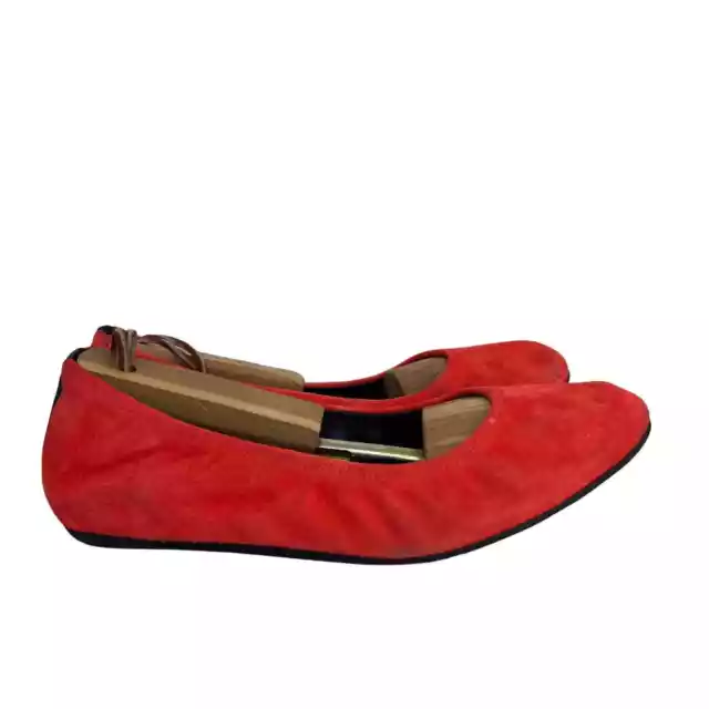 Lanvin Red Suede Ballerina Slip On Flats Womens Size: 38 US: 8