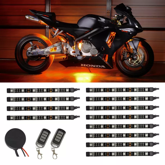 LEDGlow 12pc Advanced Orange LED Flexible Motorcycle Accent Neon Light Kit
