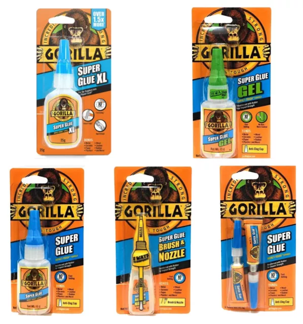 Gorilla Superglue Gel Brush Nozzle Repair Sick On Anything Strongest Super glue.