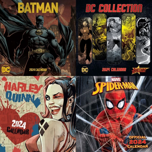 2024 CALENDAR DIARY DC Comics Batman Spiderman Harley Quinn Official