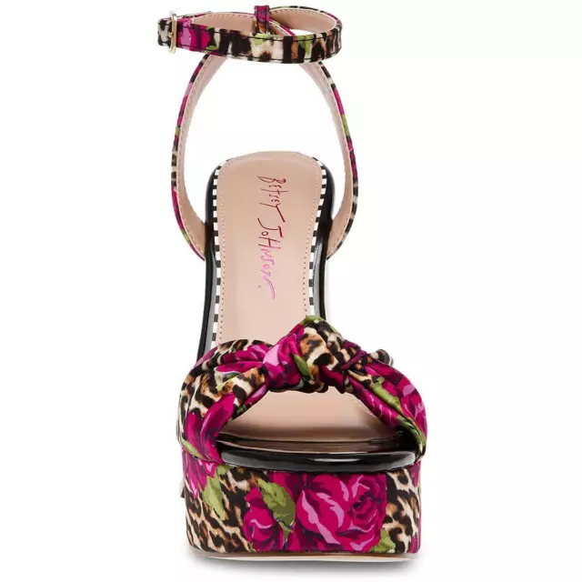 BETSEY JOHNSON WOMENS Brylie Satin Floral Print Platform Sandals Shoes ...