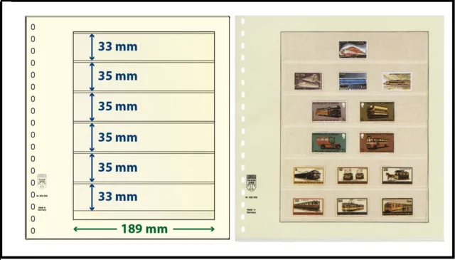 10 LINDNER 802606 T-Blanko-Blätter Blankoblätter 6x 33/35/35/35/35/33x189mm