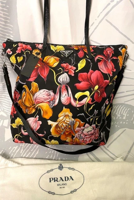 Floral Print Tessuto Nylon Prada Stampato Tote - Brand New w Tags