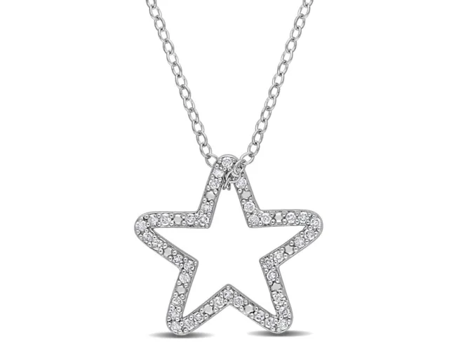1/5 Carat (ctw) Diamond Star Charm Pendant Sterling Silver