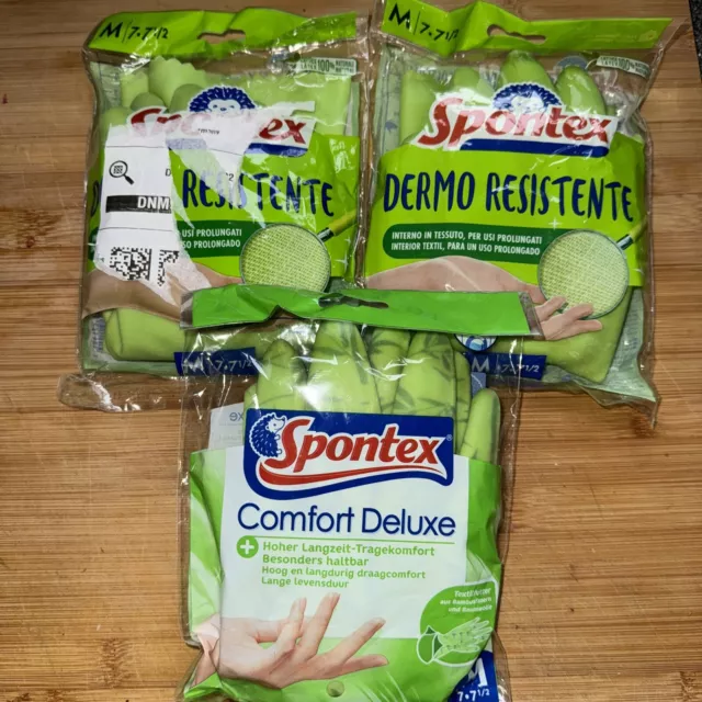 Spontex Comfort Deluxe Dermo Resistente Handschuhe M 7-7 1/2 NEU 3x