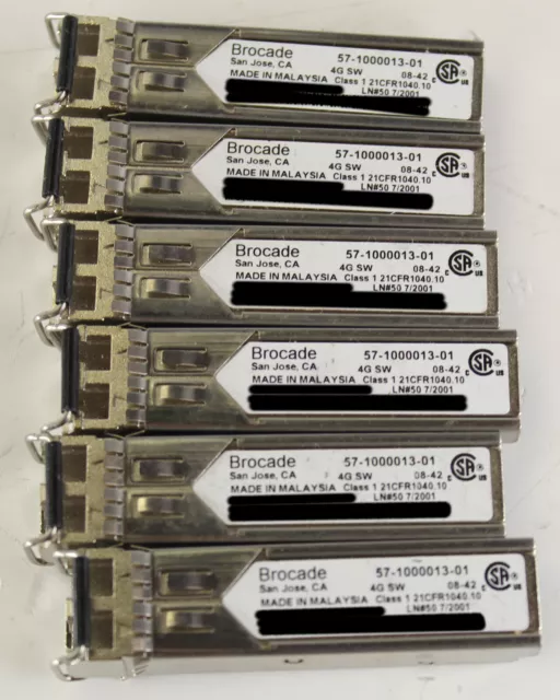 Lot of 6 Brocade 57-1000013-01 4G SW Class 1 850nm SFP Transceiver Module