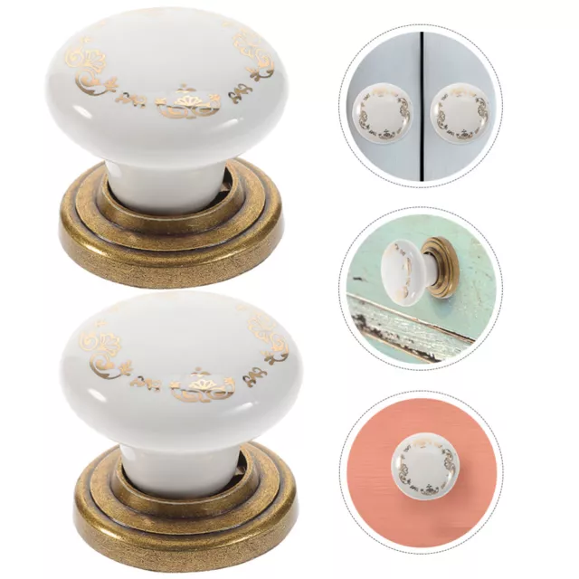 2 Pcs Cabinet Handle Ceramics Closet Door Knobs Drawer Pulls