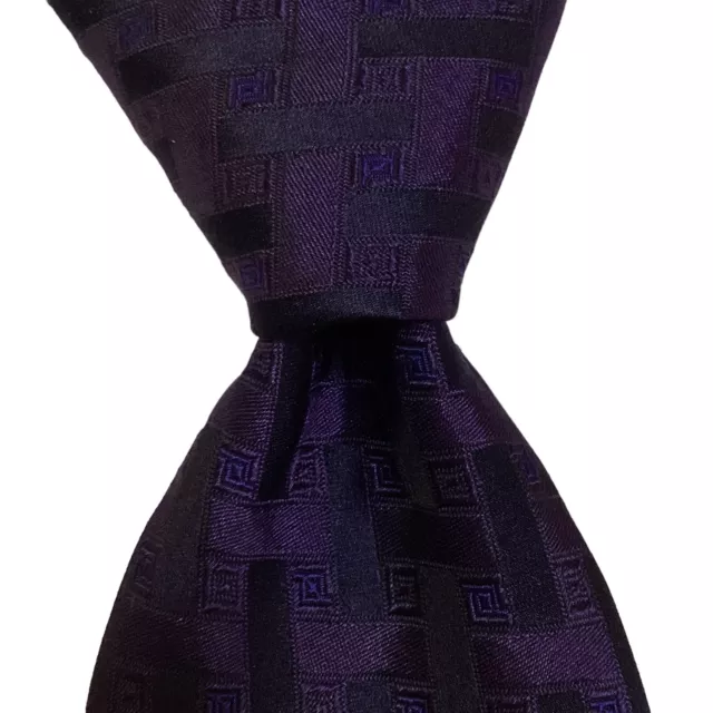 BARNEYS NEW YORK Mens 100% Silk Necktie ITALY Designer Geometric Purple/Blue EUC
