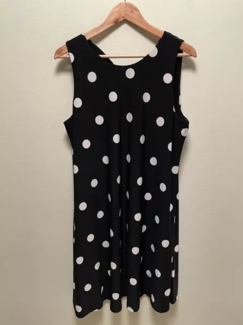 Lauren Ralph Lauren Womens Shift Dress Size 16 Black White Polka Dot Stretch NWT